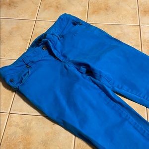 Bright Blue Skinny Jeans with skull embellishments